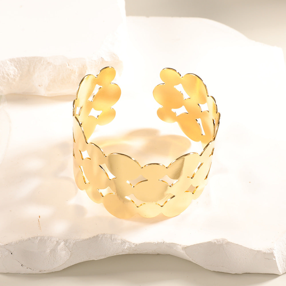 Women Open Bangle with Artistic Relief Design Hapa Style