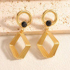 Women's Design Earrings with Geometric Wire Motif Hapa Style
