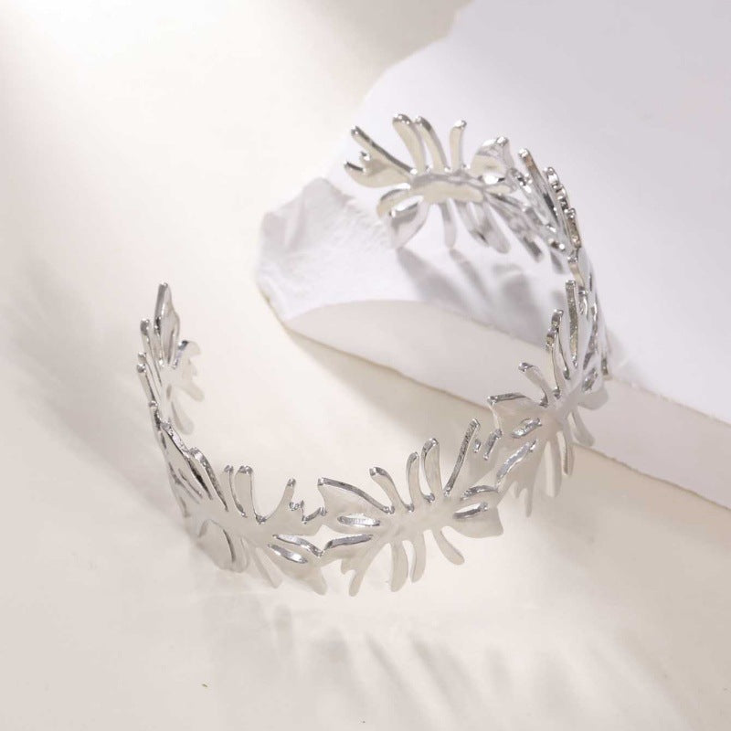 Women's Open Bangle with Elegant Wave Design Hapa Style