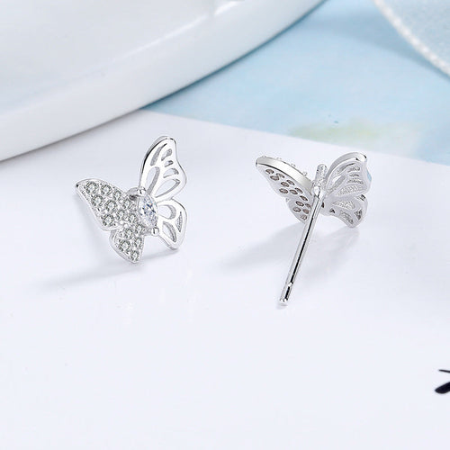 Ladies earrings in an elegant butterfly design with sparkling zirconia Hapa Style