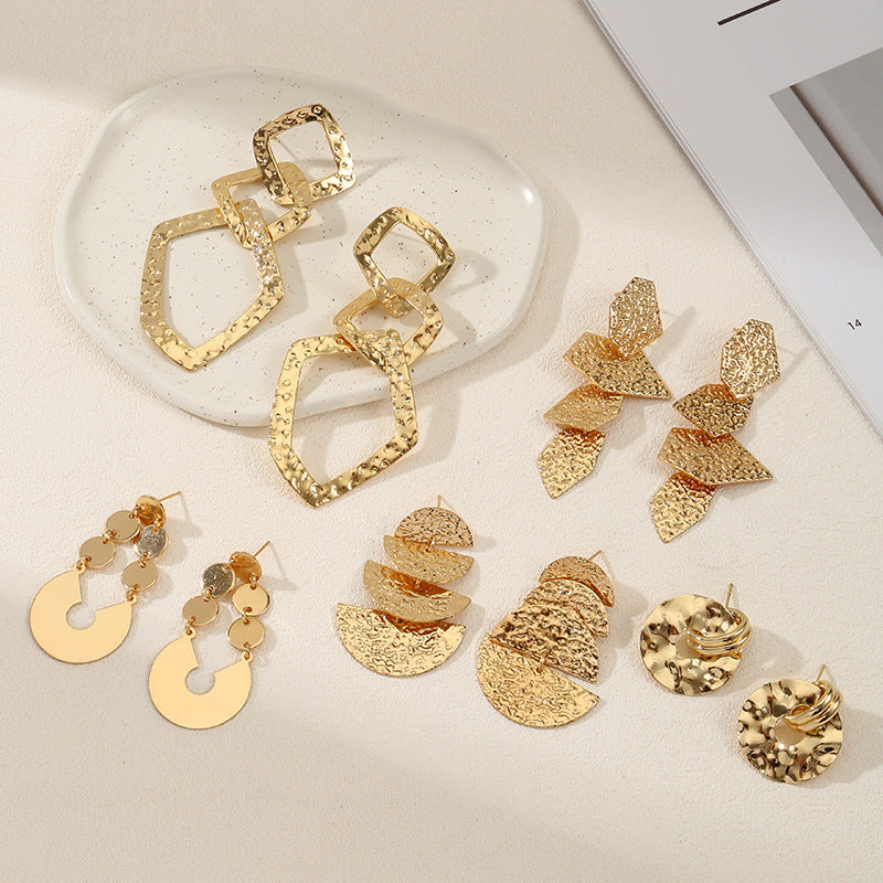 Women's elegant earrings with rustic, folded design Hapa Style