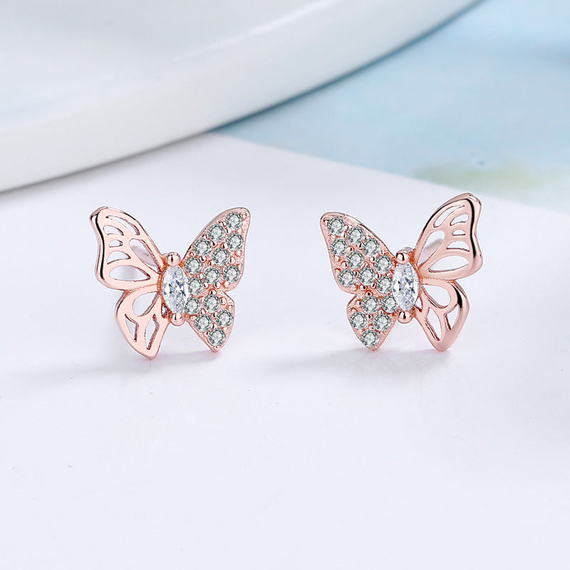 Ladies earrings in an elegant butterfly design with sparkling zirconia Hapa Style
