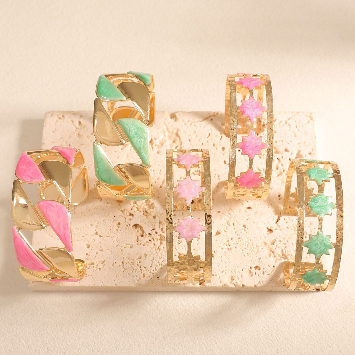 Women's Open Bangle with Elegant Leaf Design Hapa Style