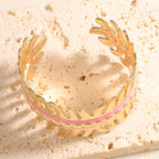 Women Open Bangle in Elegant Leaf Design Hapa Style