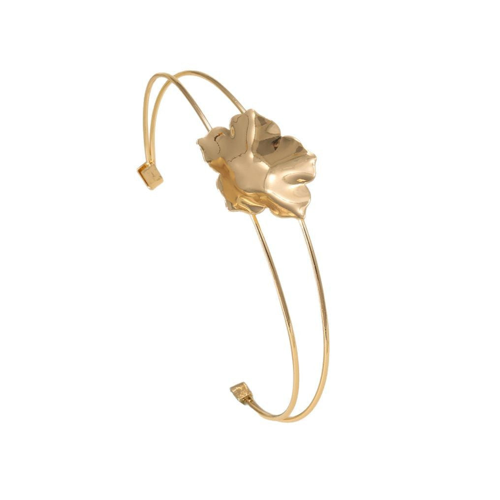 Women Open Bangle with Artistic Flower Motif Hapa Style