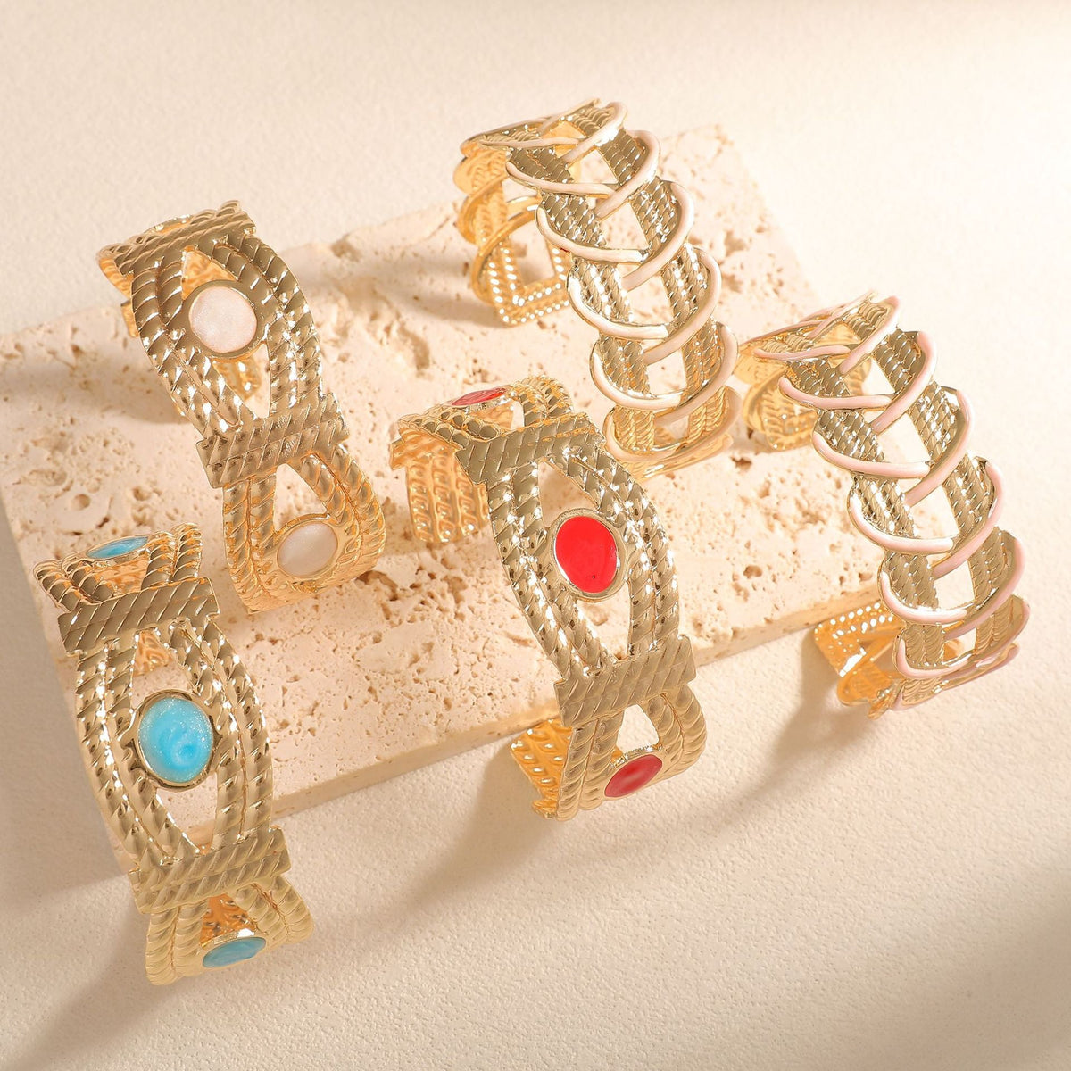 Women Open Bangle with Artistic Braiding Pattern Hapa Style