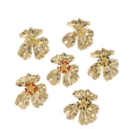 Women’s metal flower earrings with sparkling red accents Hapa Style