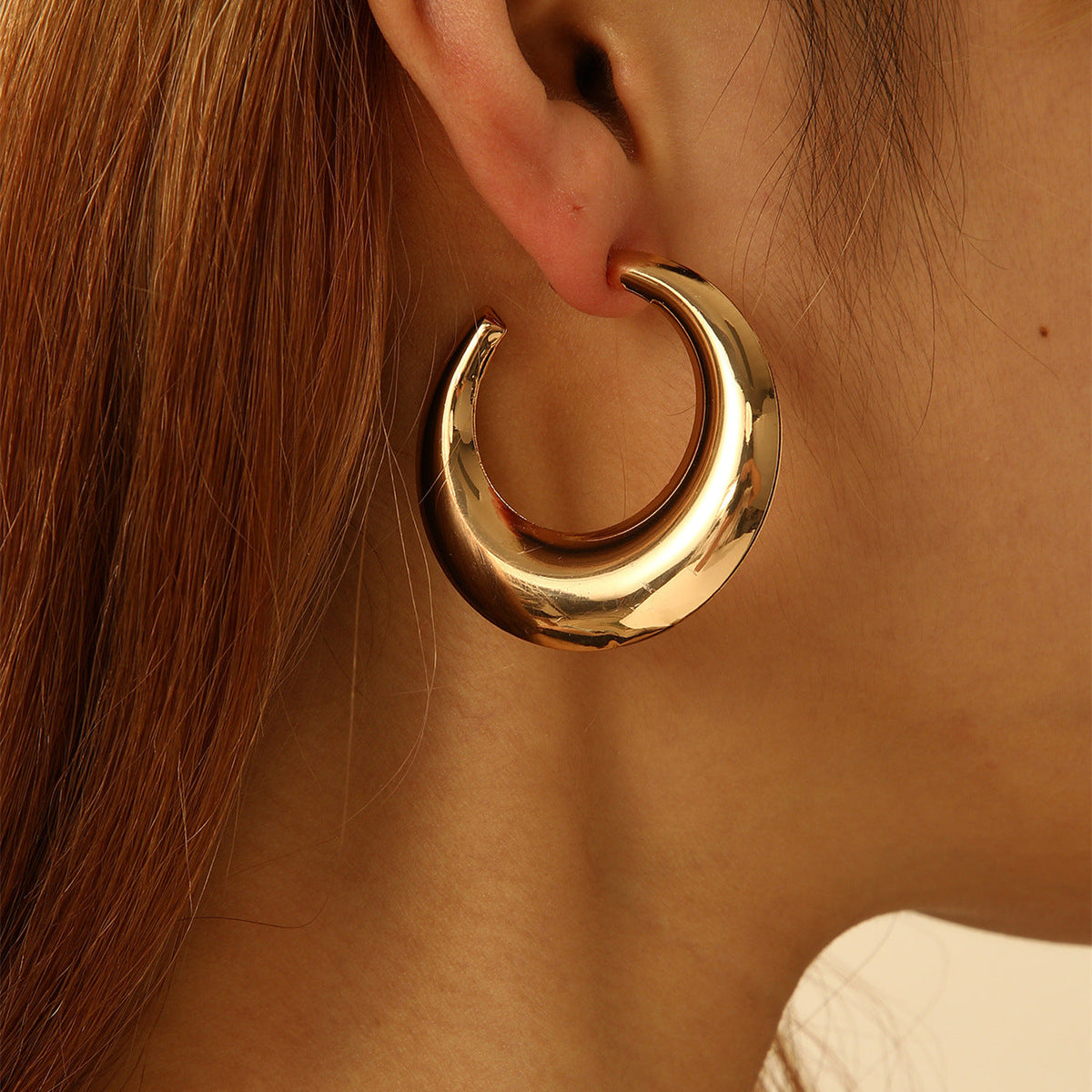 Women's Hanging Earrings in Modern Crescent Design Hapa Style