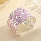 Women Open Bangle with Artistic Wave Pattern Hapa Style