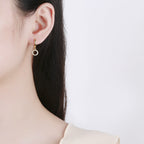 Women's earrings with sparkling circle pendant Hapa Style