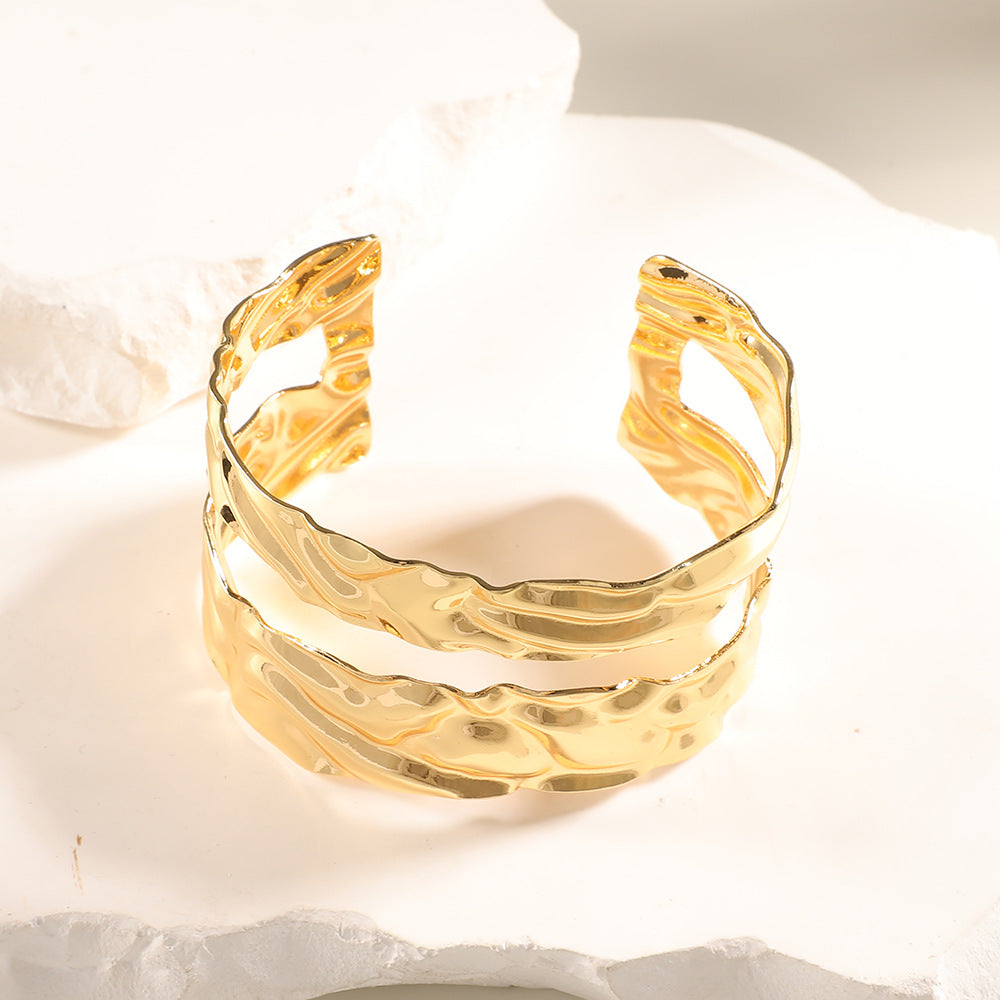 Women Open Bangle with Artistic Relief Design Hapa Style