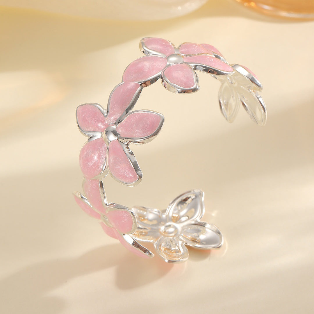 Ladies Open Bangle with Artistic Flower Design Hapa Style