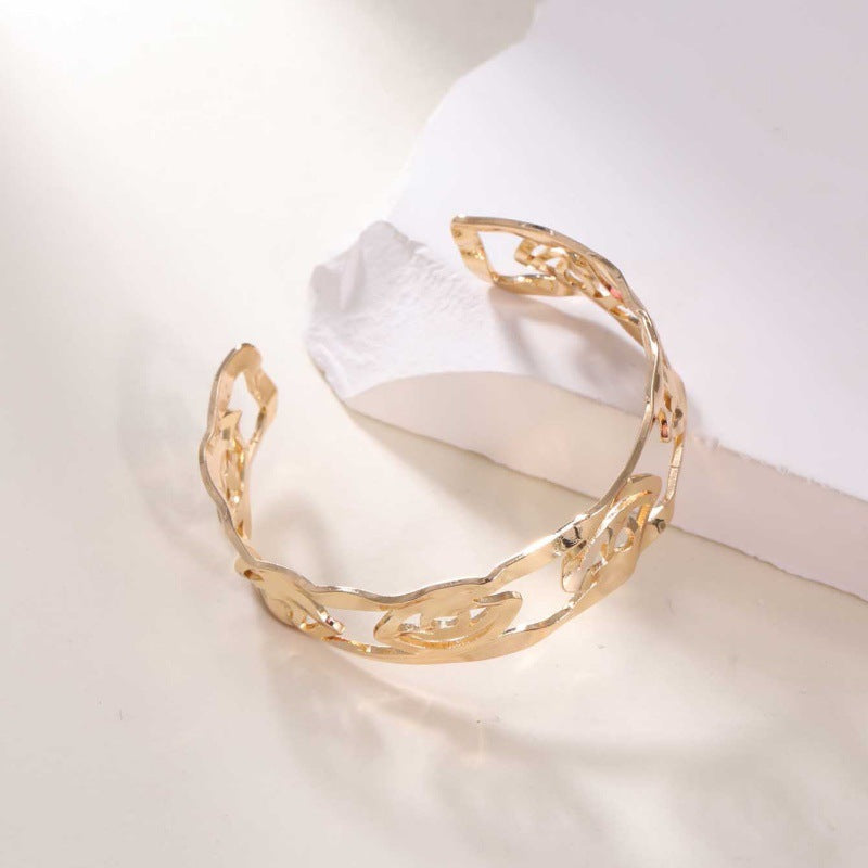 Women's Open Bangle in Modern Bamboo Design Hapa Style