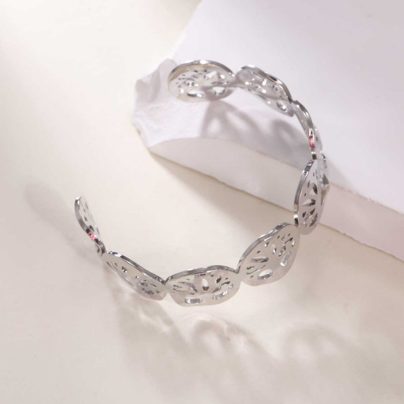 Women's Open Bangle in Modern Bamboo Design Hapa Style