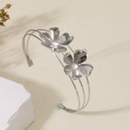 Women's cuff bracelet with artistic leaf motif Hapa Style