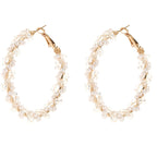 Ladies hoop earrings with luxurious pearl accents and elegant, twisted design Hapa Style