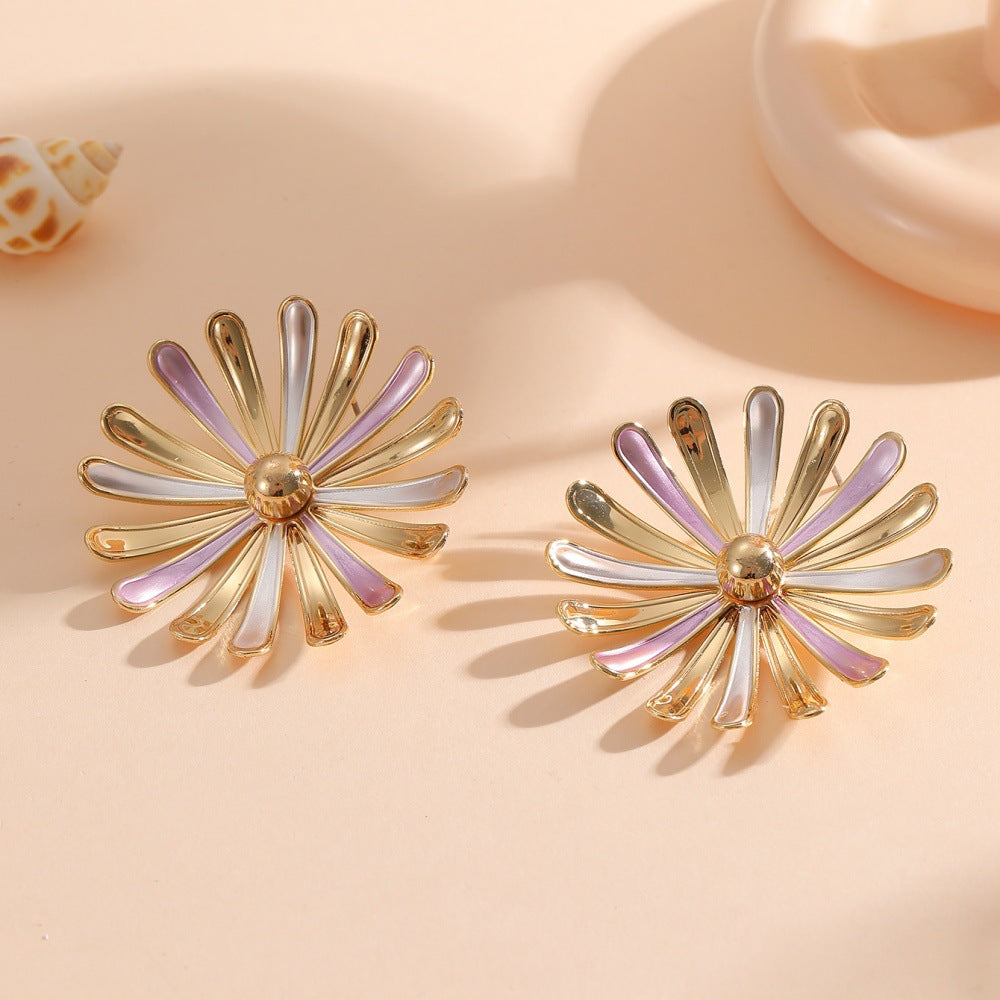 Women’s Flower Earrings in Modern 3D Design Hapa Style