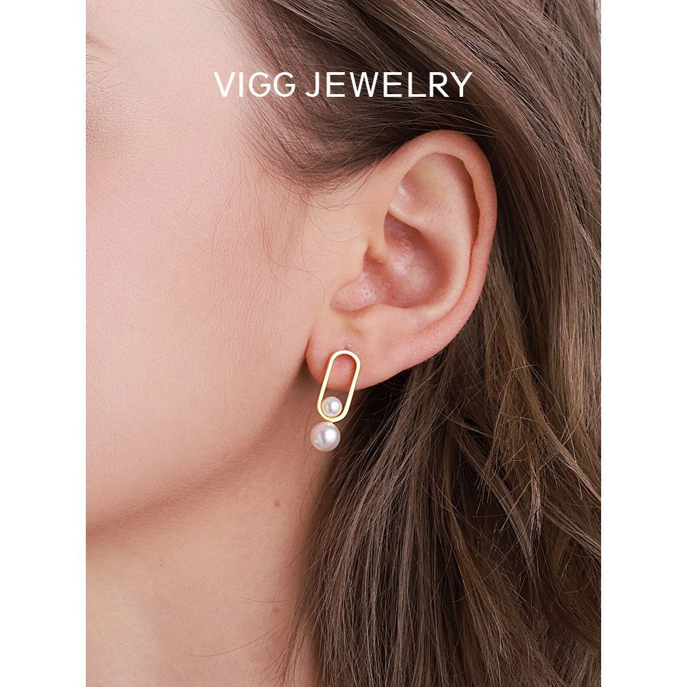 Women's stud earrings with modern oval design and elegant pearls Hapa Style
