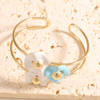 Women's bangle with elaborate floral design Hapa Style