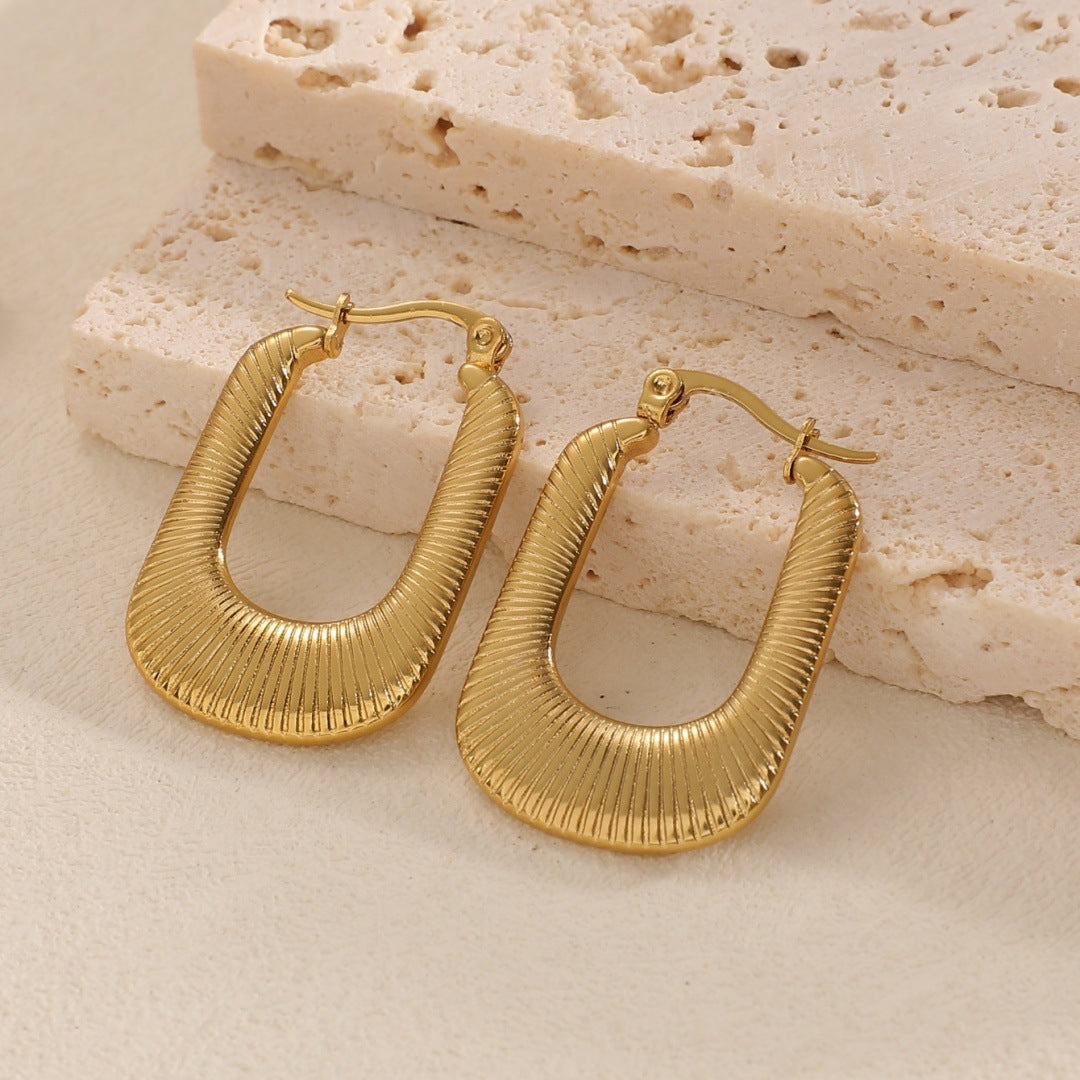 Women's Hanging Earrings with Integrated, Textured Design Hapa Style