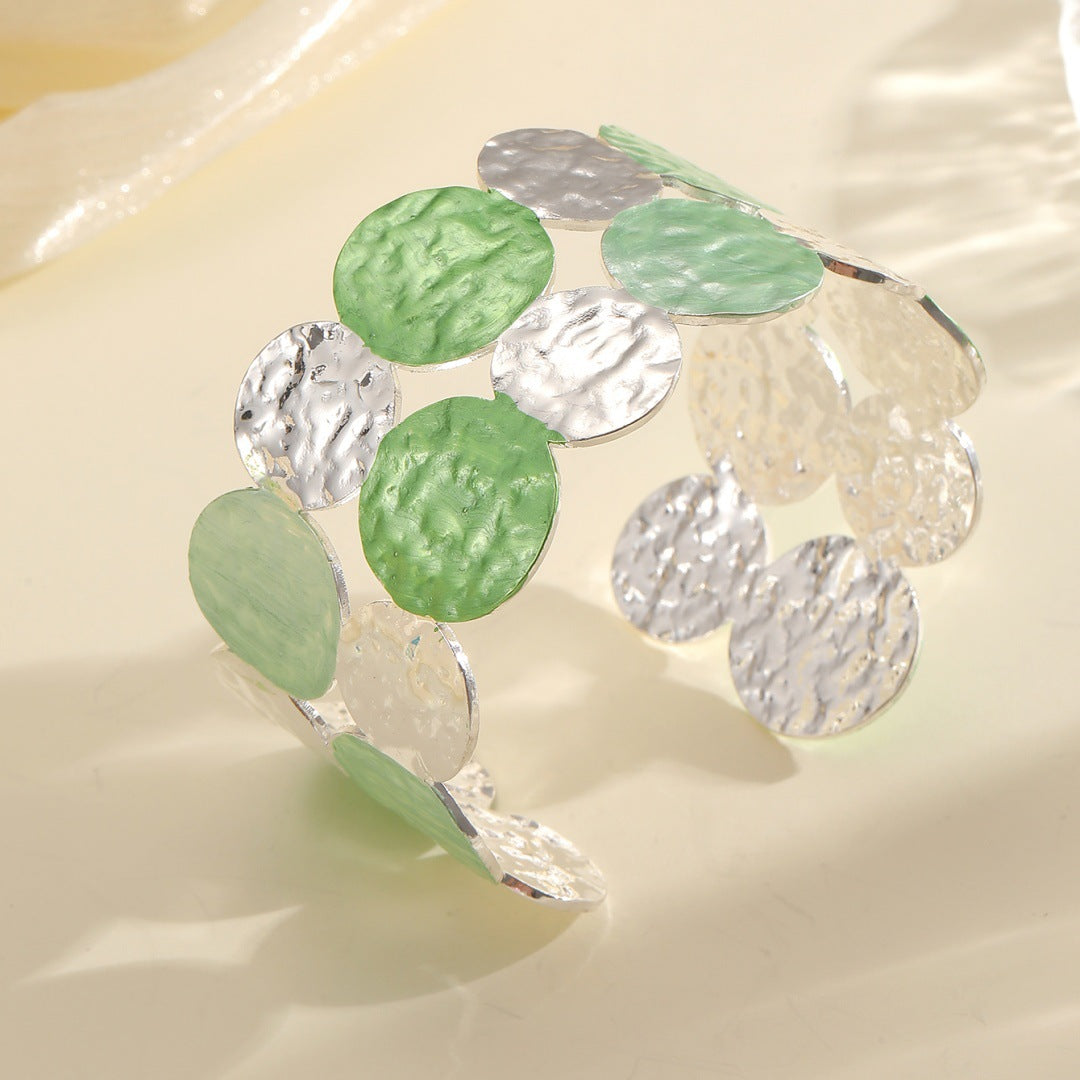 Ladies Open Bangle with Intricate Circle Design Hapa Style
