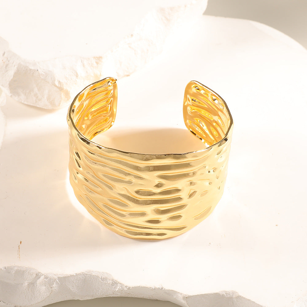 Women Open Bangle with Artistic Relief Design Hapa Style