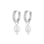 Ladies earrings with elegant zirconia decorations and pearl pendants Hapa Style