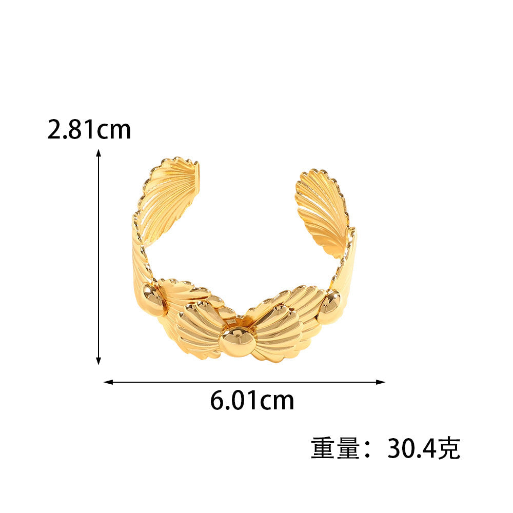 Ladies Open Bangle with Artistic Coral Pattern Hapa Style