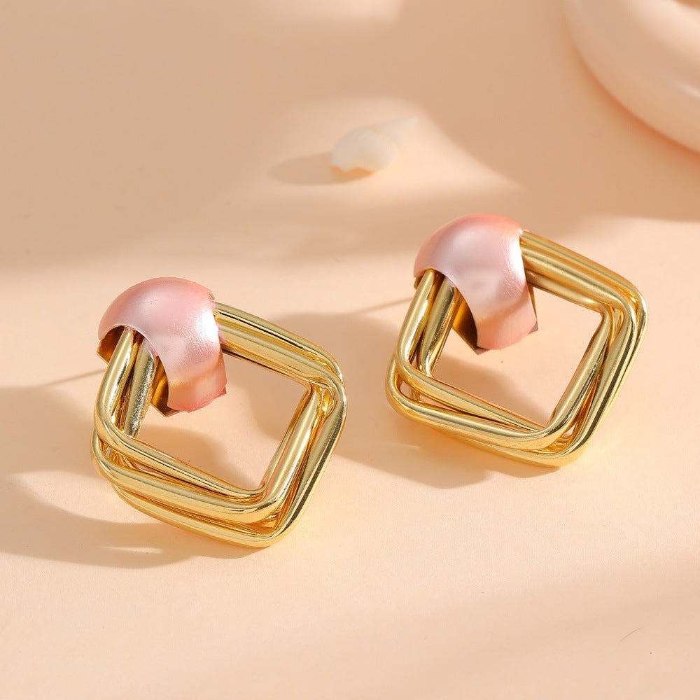 Women modern earrings with asymmetrical design Hapa Style