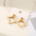 Women's Hanging Earrings with Square Design and Glossy Surface Hapa Style