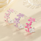 Ladies Open Bangle with Artistic Flower Design Hapa Style