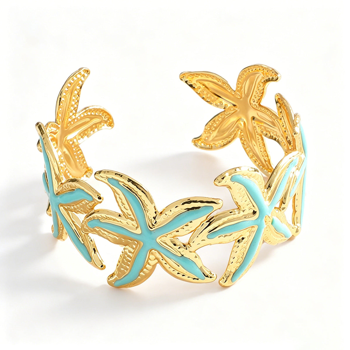 Ladies Open Cuff Bracelet with Expressive Star Motif Hapa Style