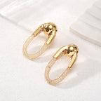 Ladies Hanging Earrings with Innovative, Gold-colored Design Hapa Style