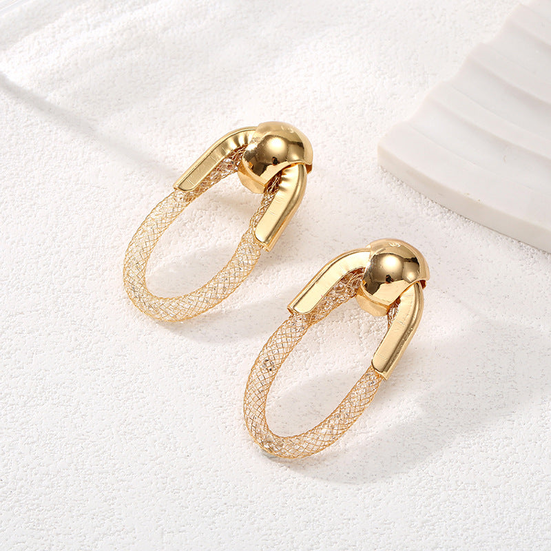 Ladies Hanging Earrings with Innovative, Gold-colored Design Hapa Style