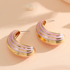 Women Hanging Earrings with Luxurious Gold and Pink Finish Hapa Style