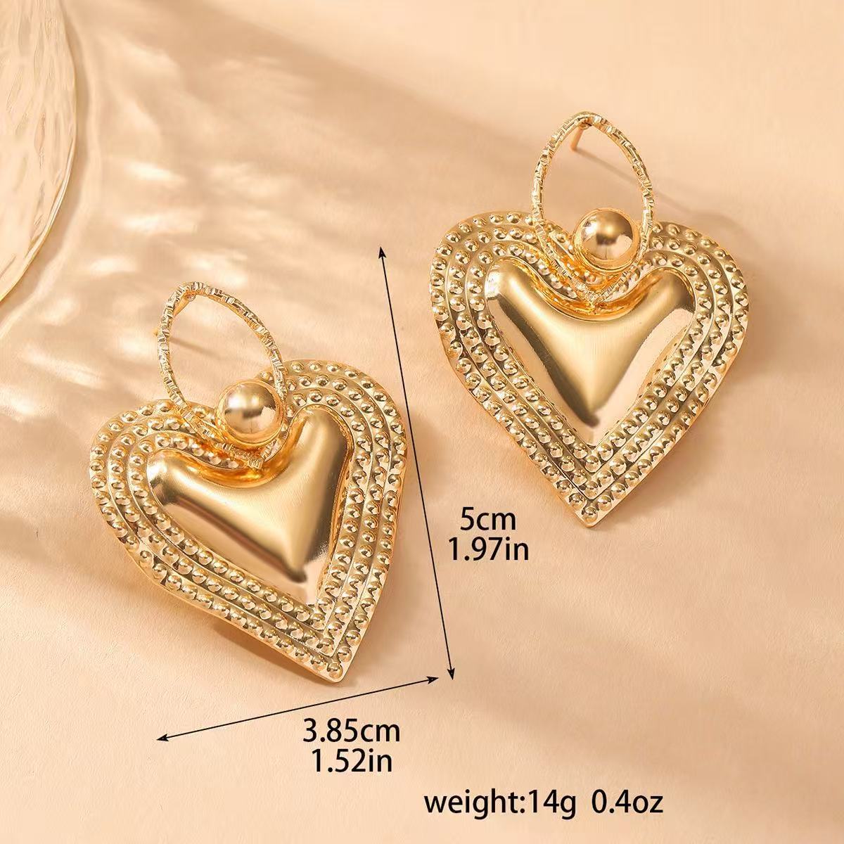Ladies Heart-Shaped Earrings with Sparkling Zircon Decorations Hapa Style