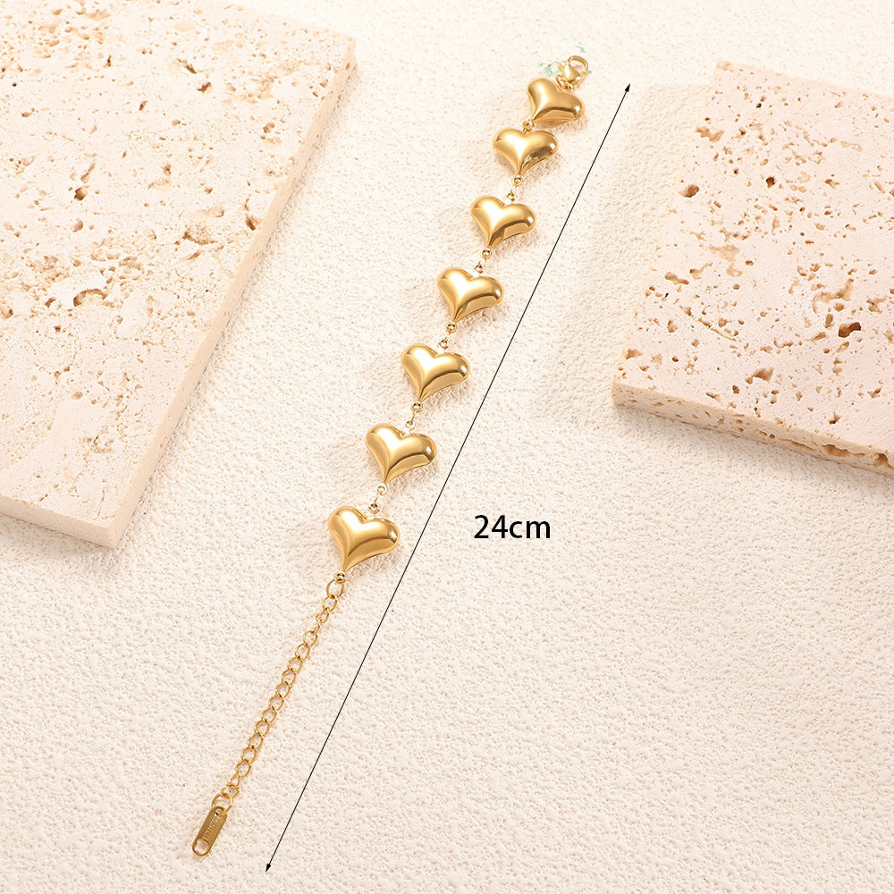 Ladies' bracelet with elegant heart design and fine link chain Hapa Style