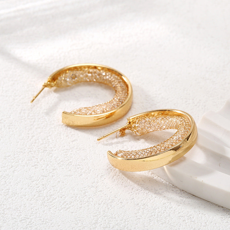 Ladies Hanging Earrings with Innovative, Gold-colored Design Hapa Style