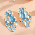 Ladies ear clips with elaborate, colorful shell design Hapa Style