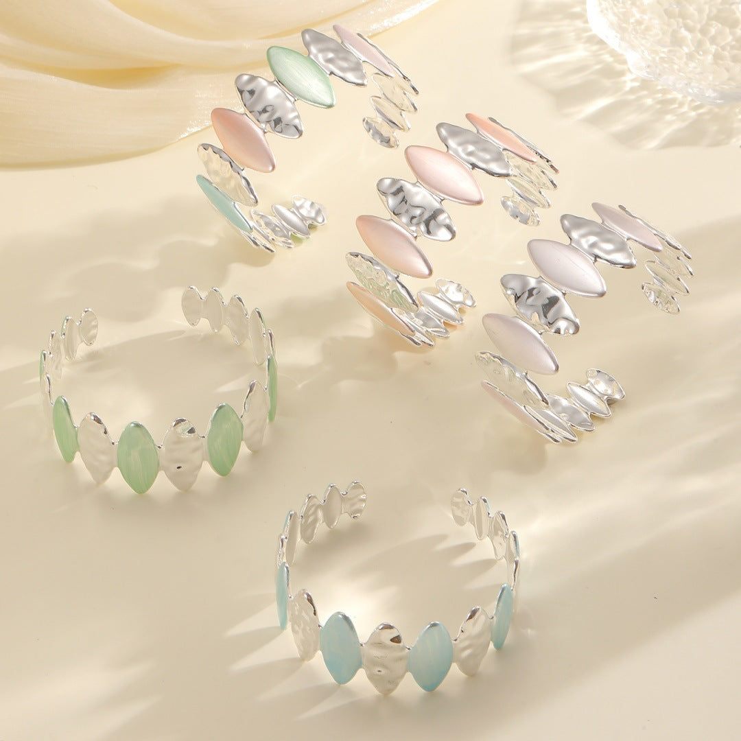 Women Open Bangle with Unique Textured Design Hapa Style