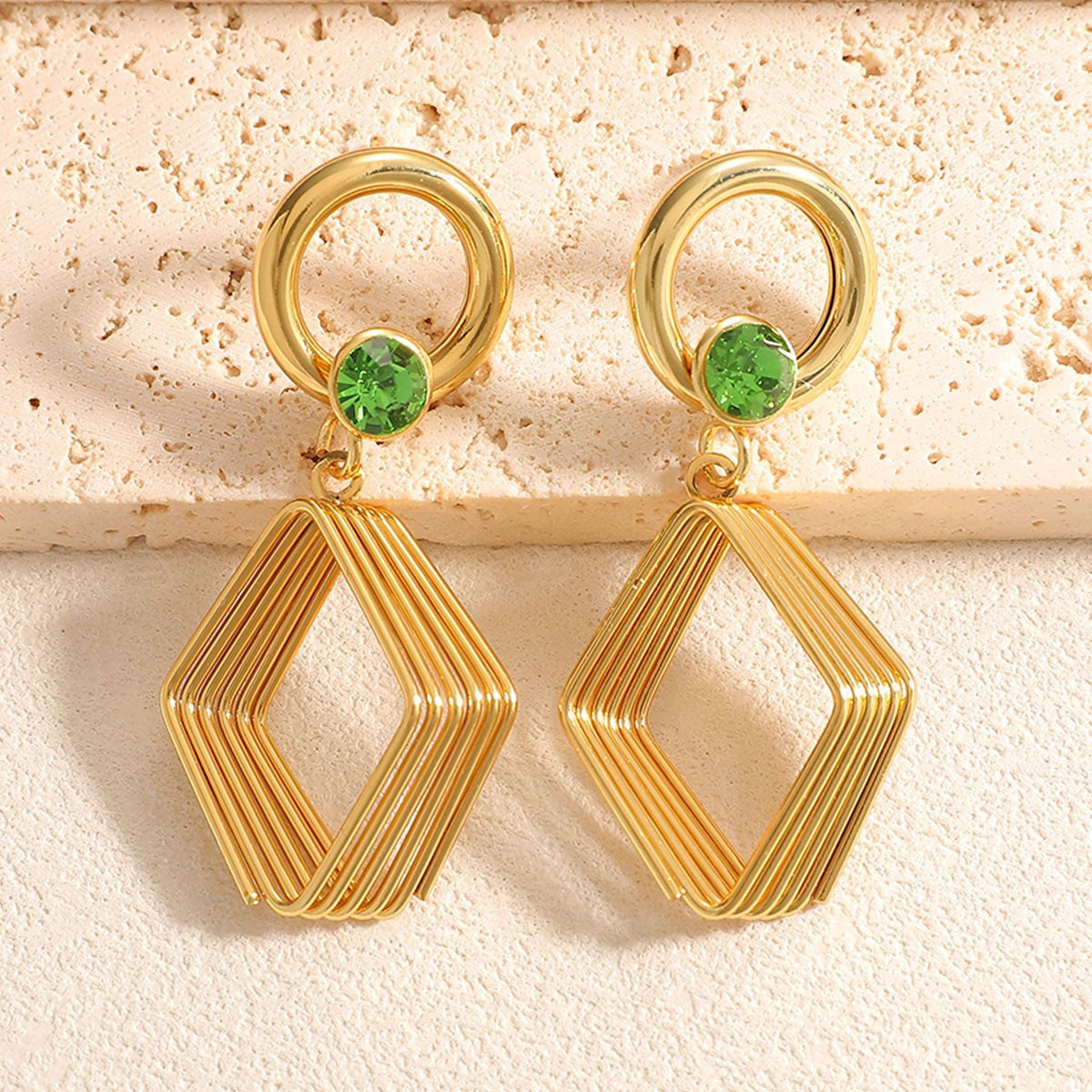 Women's Design Earrings with Geometric Wire Motif Hapa Style