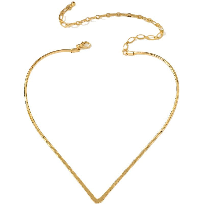 Women Choker Necklace with Modern V Design Hapa Style