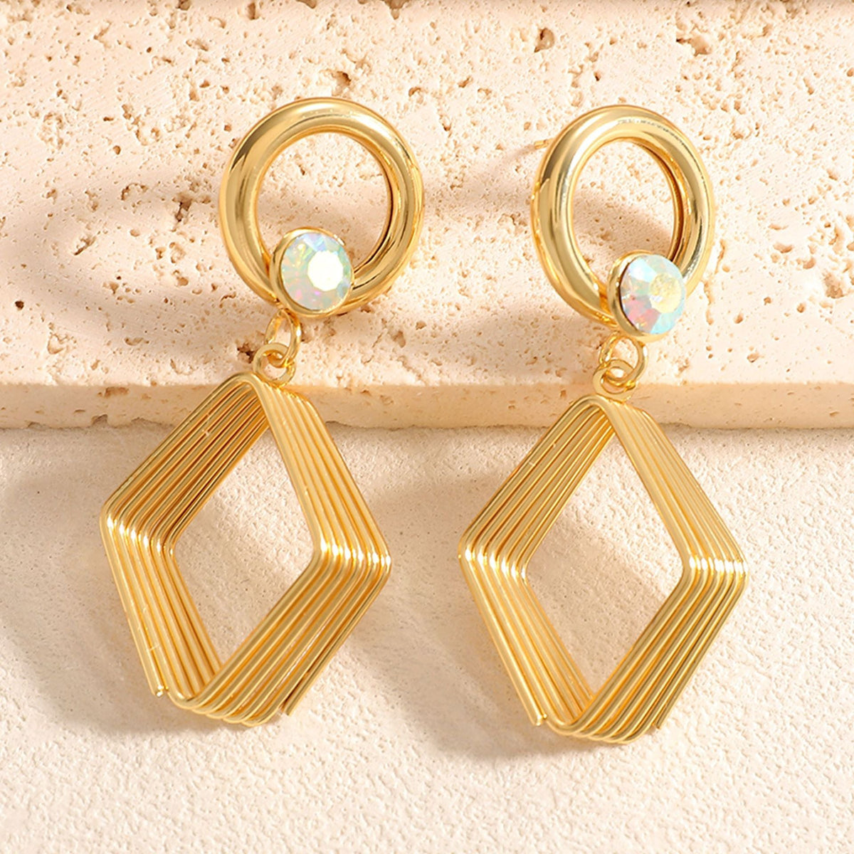 Women's Design Earrings with Geometric Wire Motif Hapa Style