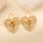 Ladies Heart-Shaped Earrings with Sparkling Zircon Decorations Hapa Style