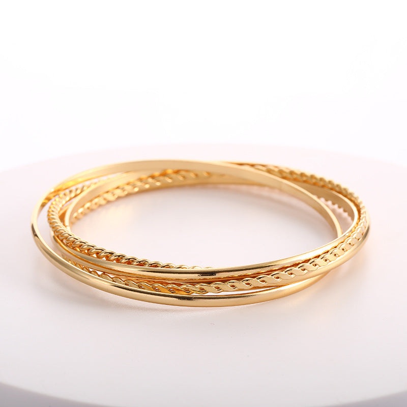 Women's bangle set with elaborate, braided and simple designs Hapa Style