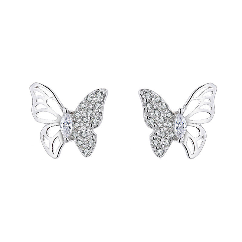 Ladies earrings in an elegant butterfly design with sparkling zirconia Hapa Style