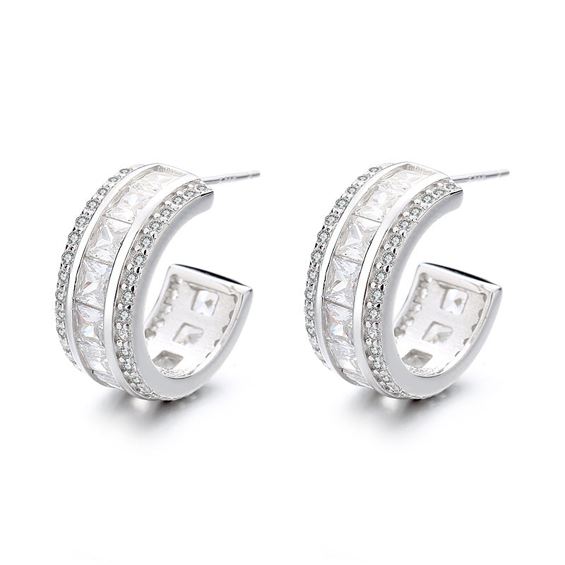 Women's stud earrings with elegant crystal and zirconia embellishment Hapa Style