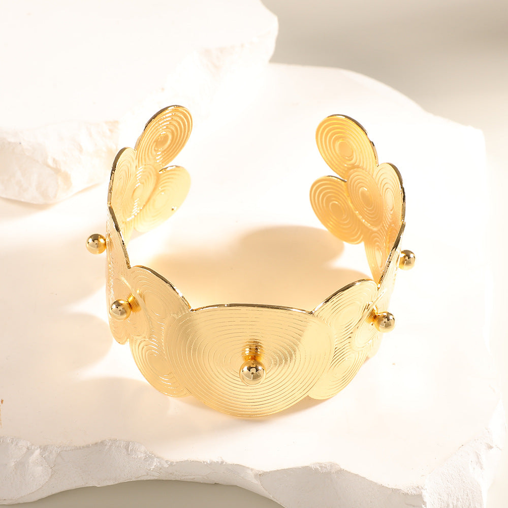 Women Open Bangle with Artistic Relief Design Hapa Style