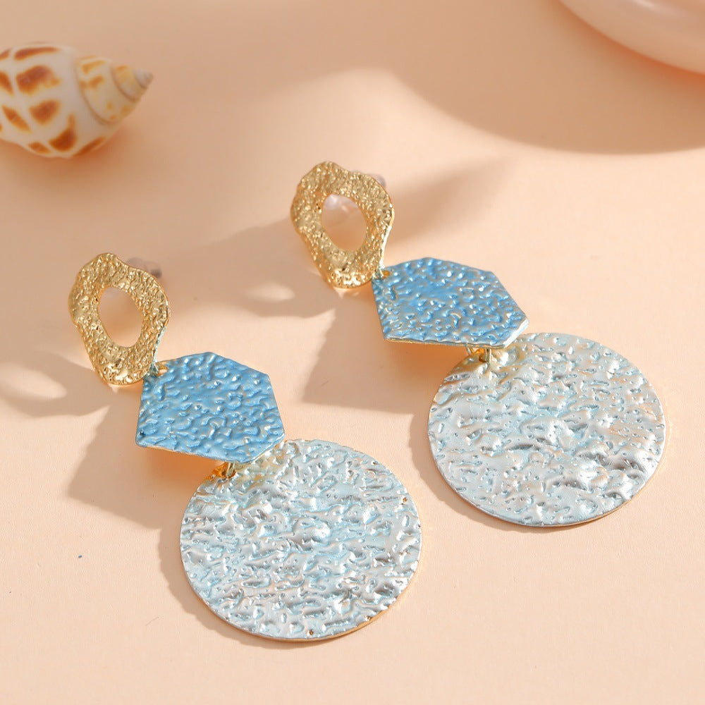 Women's Hanging Earrings with Modern Geometric Design Hapa Style