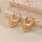 Women's Hanging Earrings with Integrated, Textured Design Hapa Style